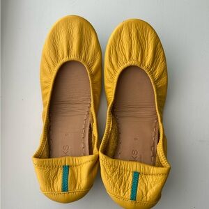 Tieks Yellow Leather Flats Size 9 with Original Box